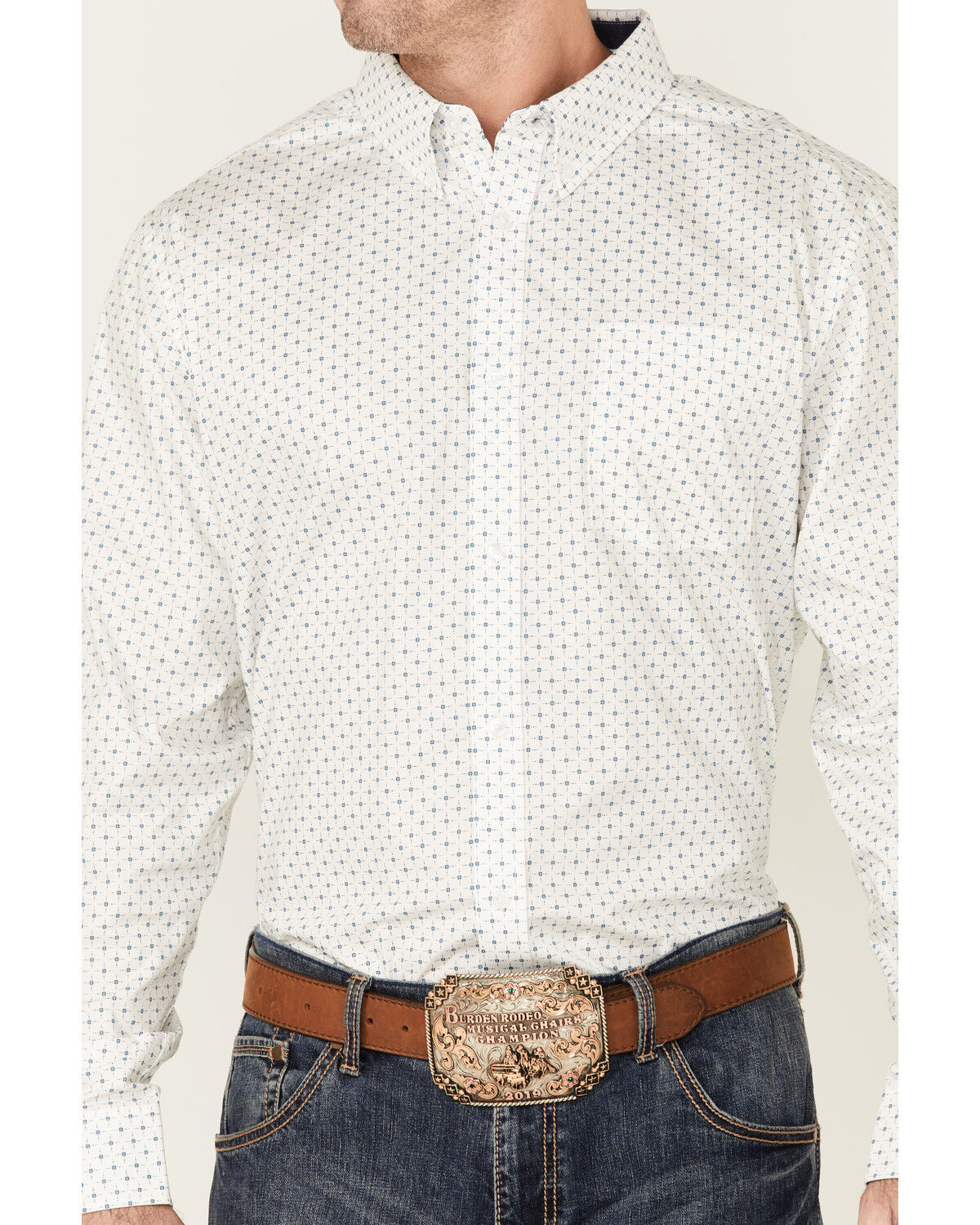 Image #3 - Cody James Core Men's Old Soul Mini Geo Print Long Sleeve Button-Down Western Shirt, White, hi-res
