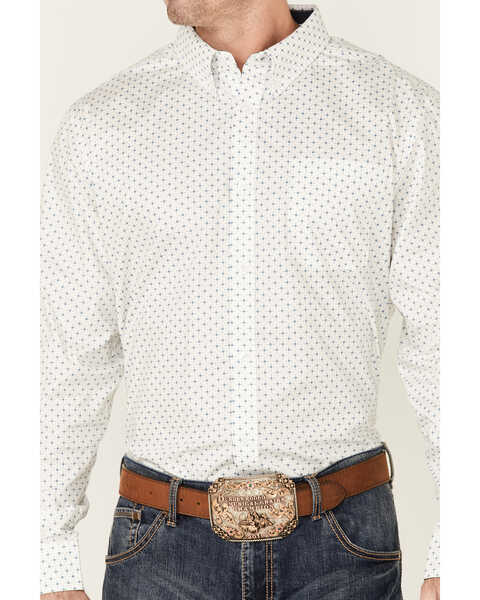 Image #3 - Cody James Core Men's Old Soul Mini Geo Print Long Sleeve Button-Down Western Shirt , White, hi-res