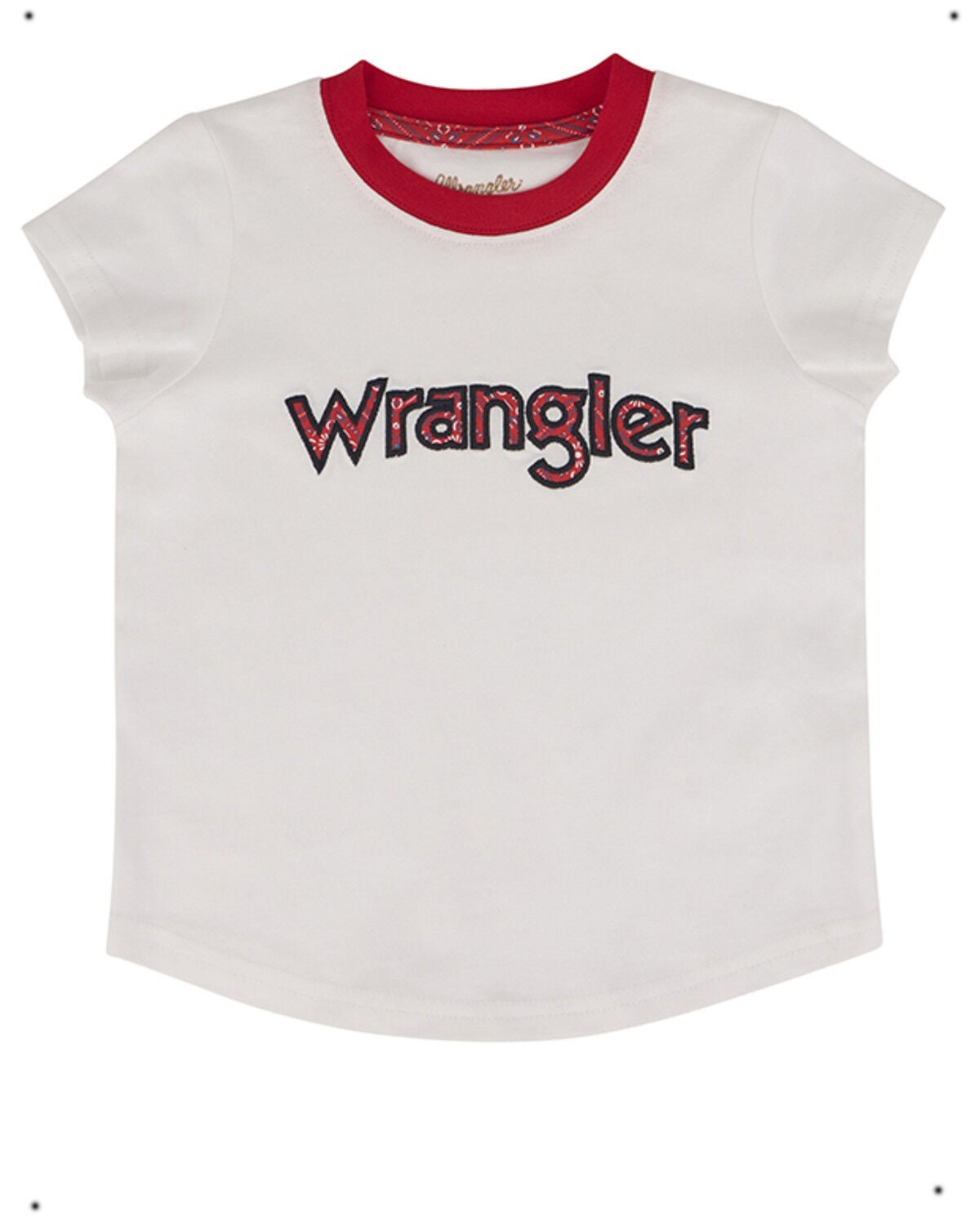 Image #1 - Wrangler Toddler Girls' Bandana Logo Short Sleeve Ringer Tee, White, hi-res