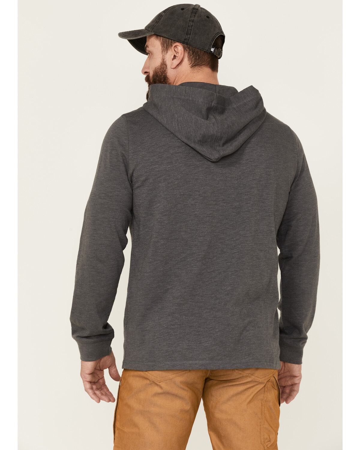 Image #4 - Brothers and Sons Men's Solid Heather Slub Long Sleeve Hooded Sweatshirt, Charcoal, hi-res