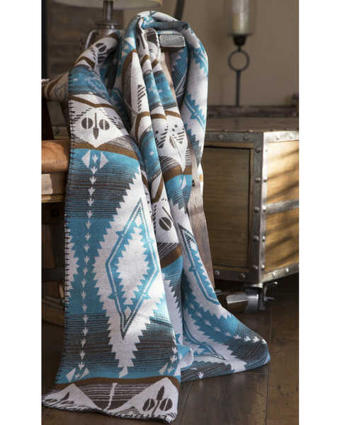 Image #1 -  Carstens Home Turquoise Earth Southwestern Throw Blanket, Turquoise, hi-res