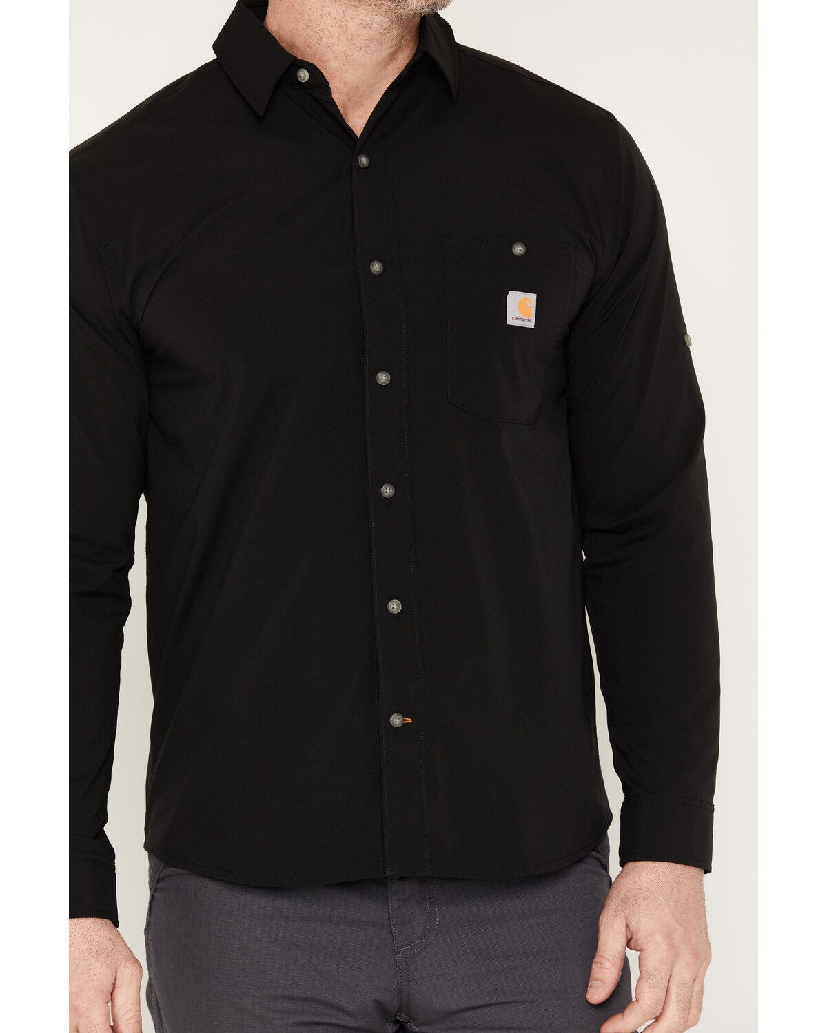 Image #3 - Carhartt Men's Force&reg; Sun Defender&trade; Relaxed Fit Lightweight Long Sleeve Button-Down Work Shirt, Black, hi-res