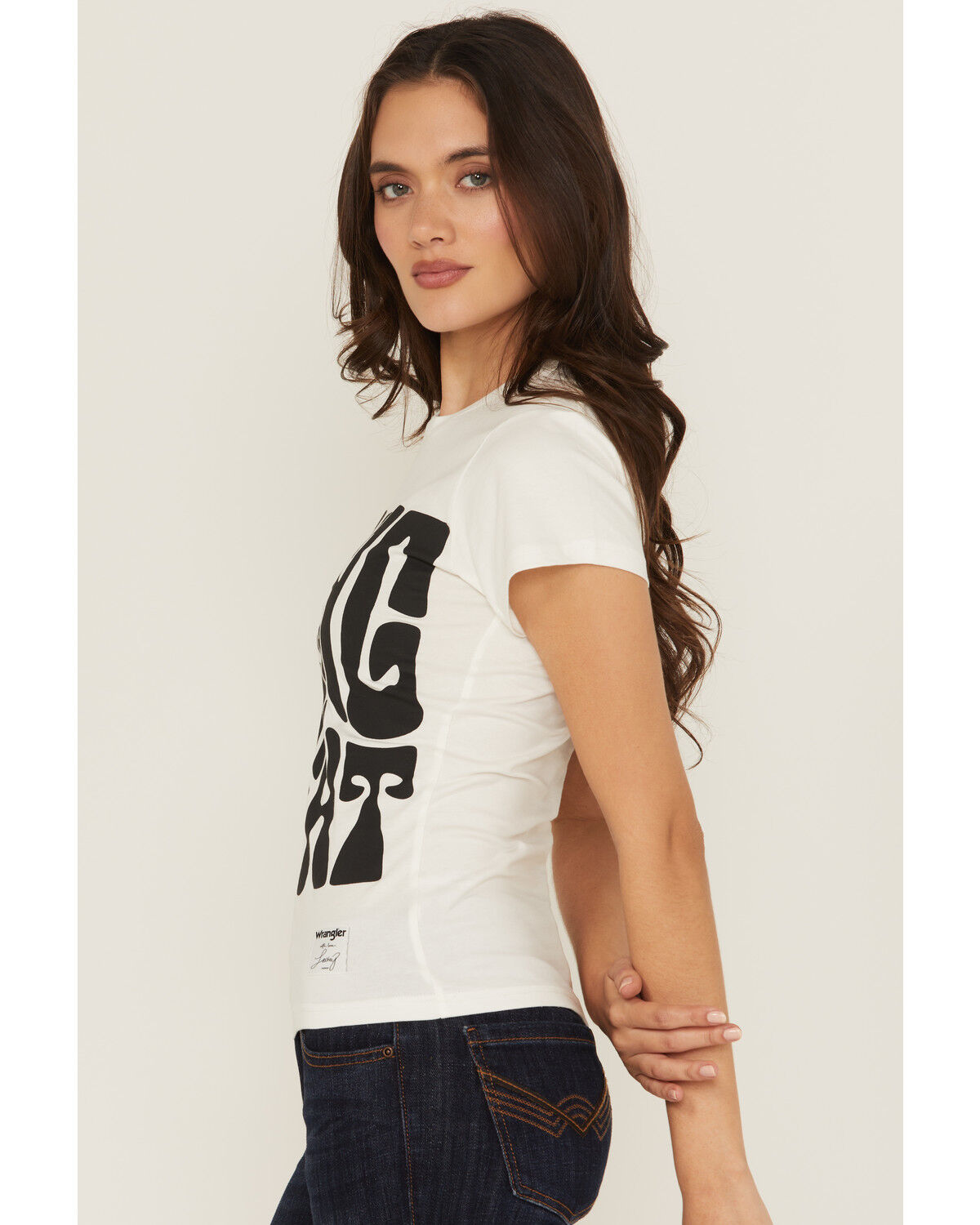 Image #3 - Wrangler x Lainey Wilson Women's Hang Tight Short Sleeve Graphic Tee, White, hi-res