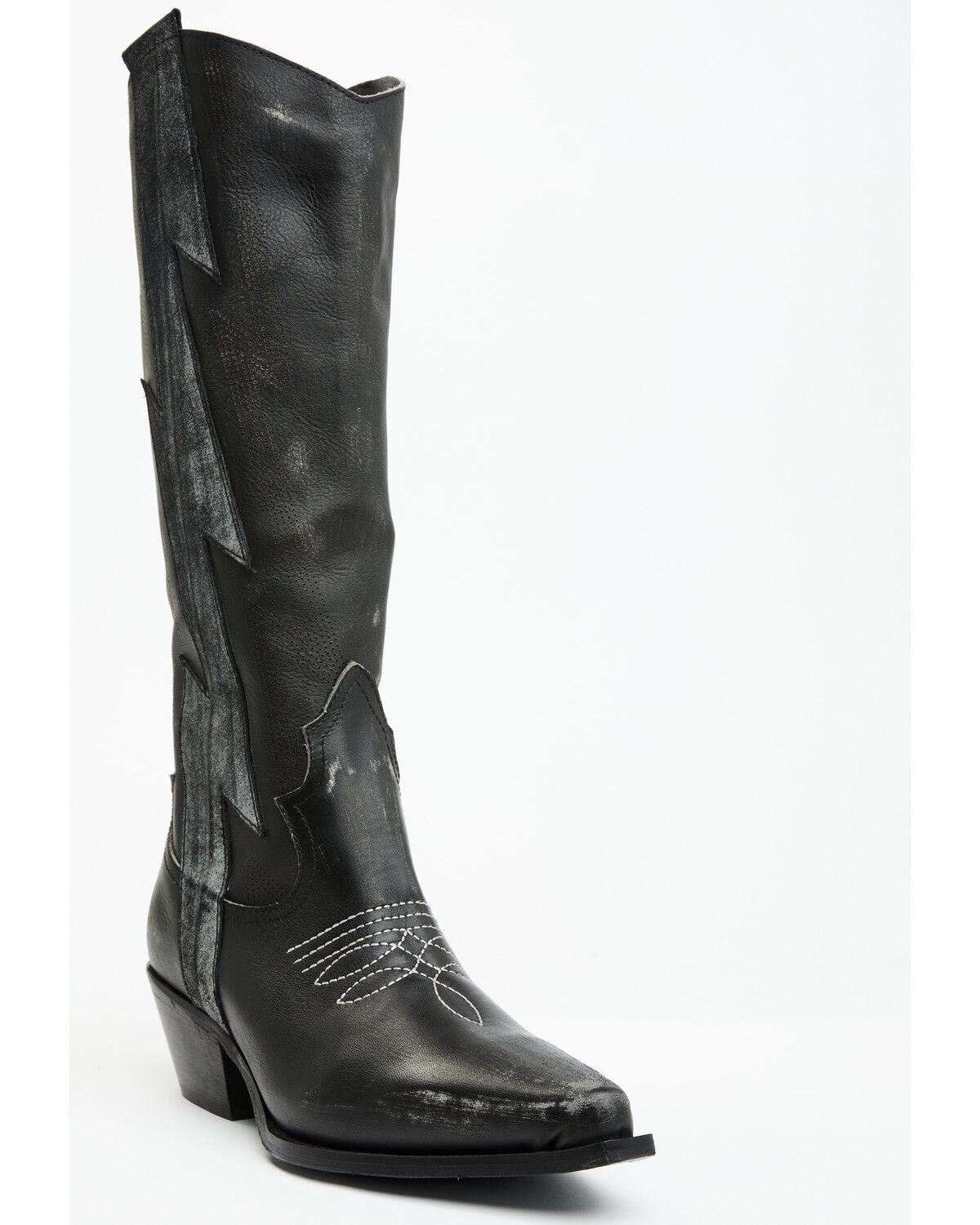 Image #1 - Italian Cowboy Women's Bolt Overlay Tall Western Boots - Snip Toe, Dark Grey, hi-res