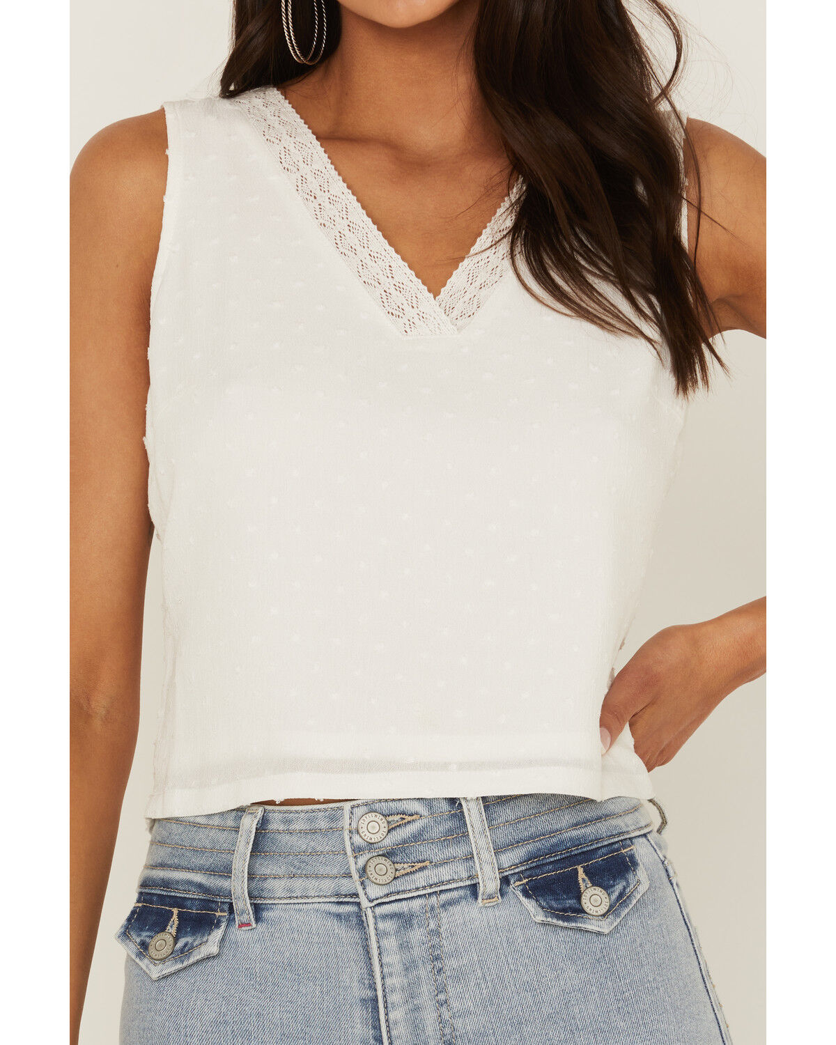 Image #3 - Idyllwind Women's Quail Ridge Lace Back Top, White, hi-res