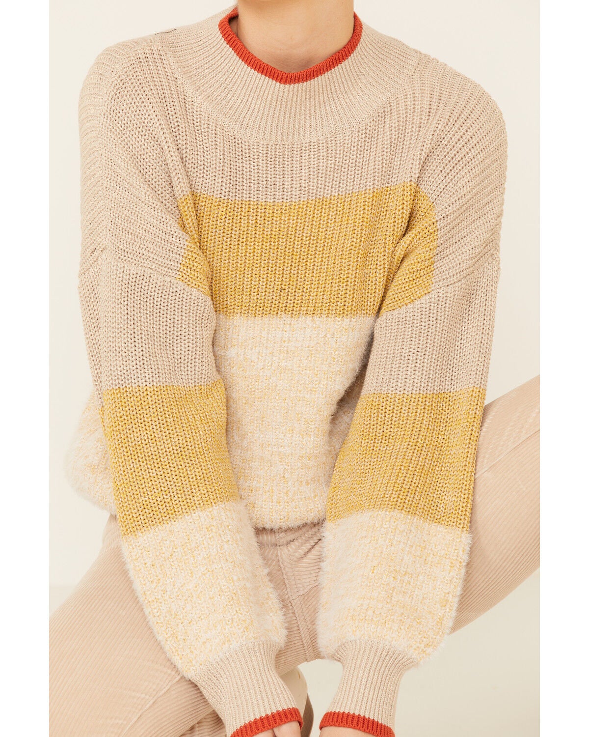 yellow striped jumper