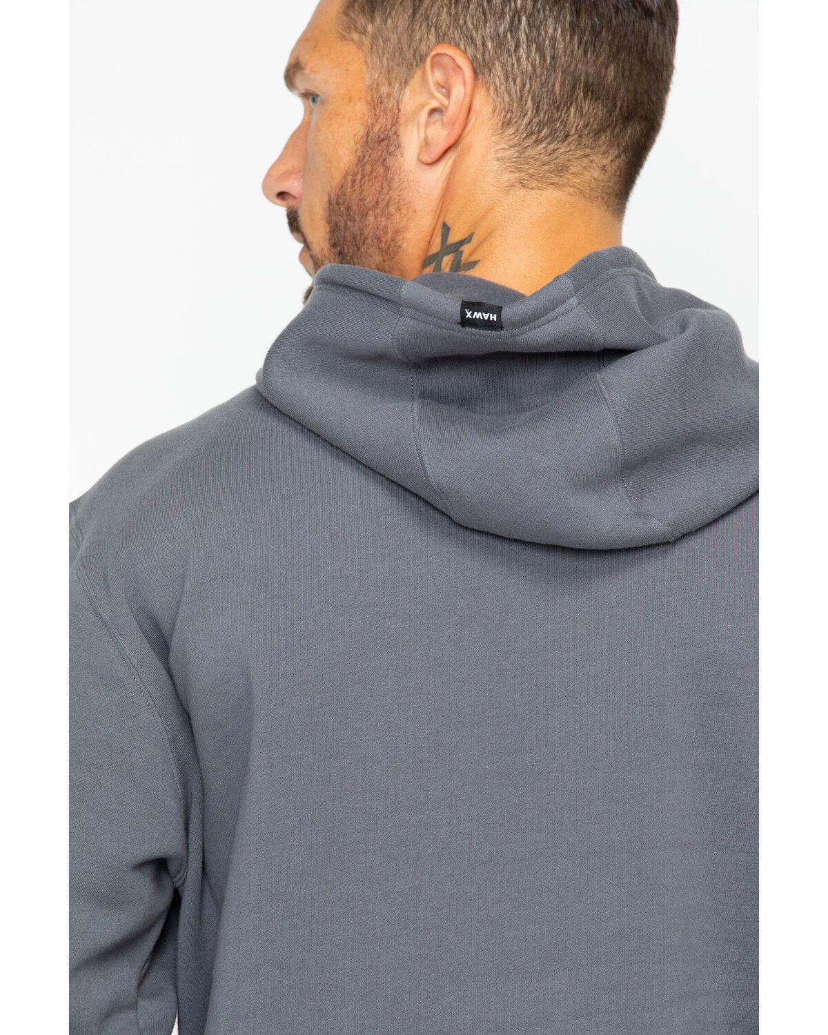 Image #2 - Hawx Men's Logo Sleeve Hooded Work Sweatshirt, Charcoal, hi-res