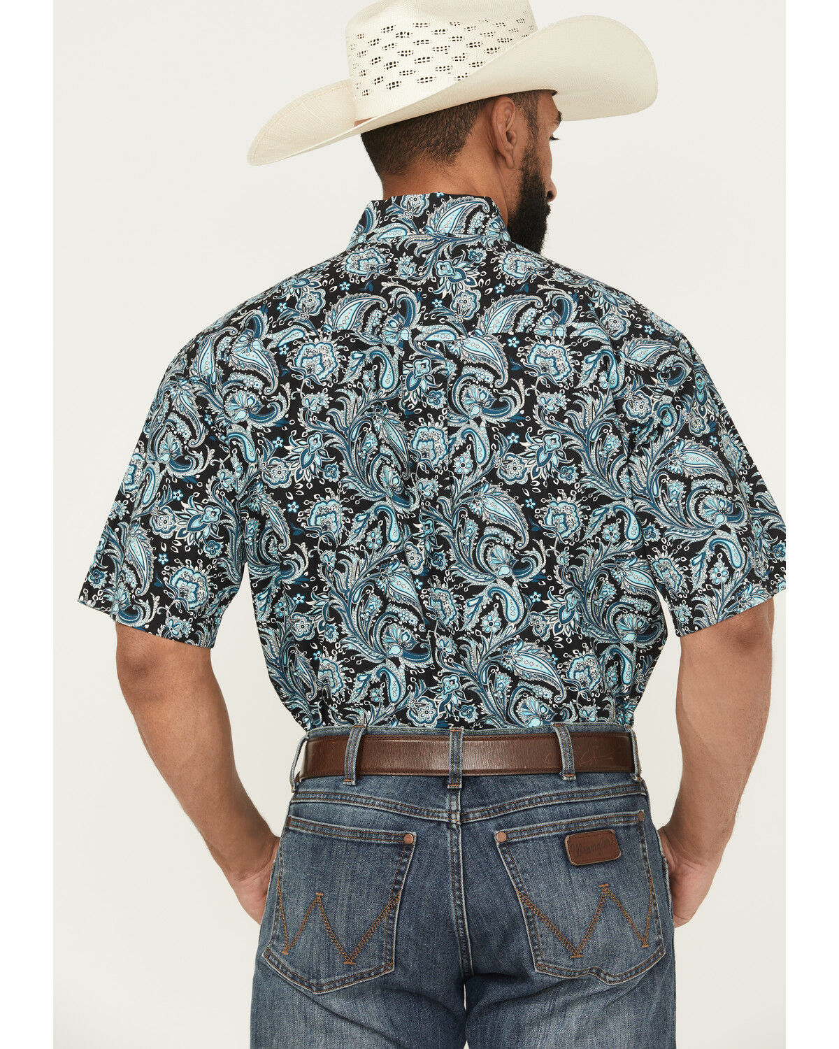 Image #4 - Cinch Men's Paisley Print Short Sleeve Button-Down Western Shirt, Black, hi-res
