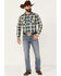 Image #2 - Pendleton Men's Hombre Allover Plaid Print Long Sleeve Snap Western Shirt , Blue, hi-res