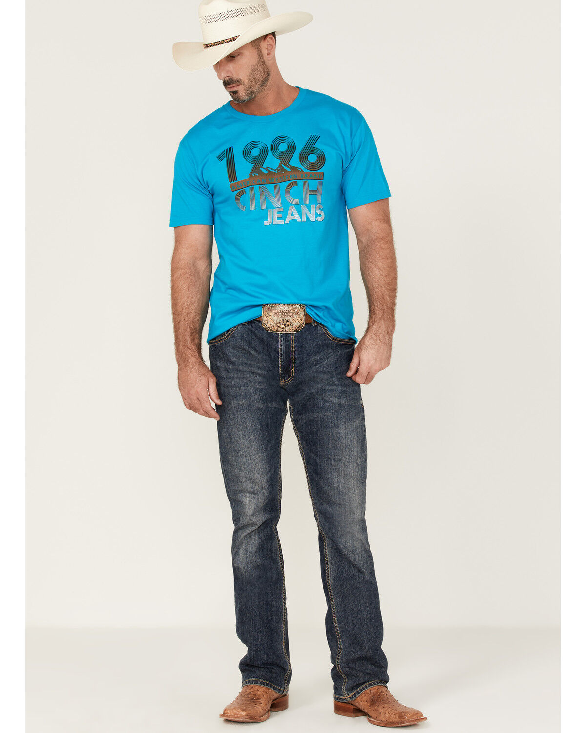 Image #2 - Cinch Men's Large Retro Logo Graphic T-Shirt, Blue, hi-res
