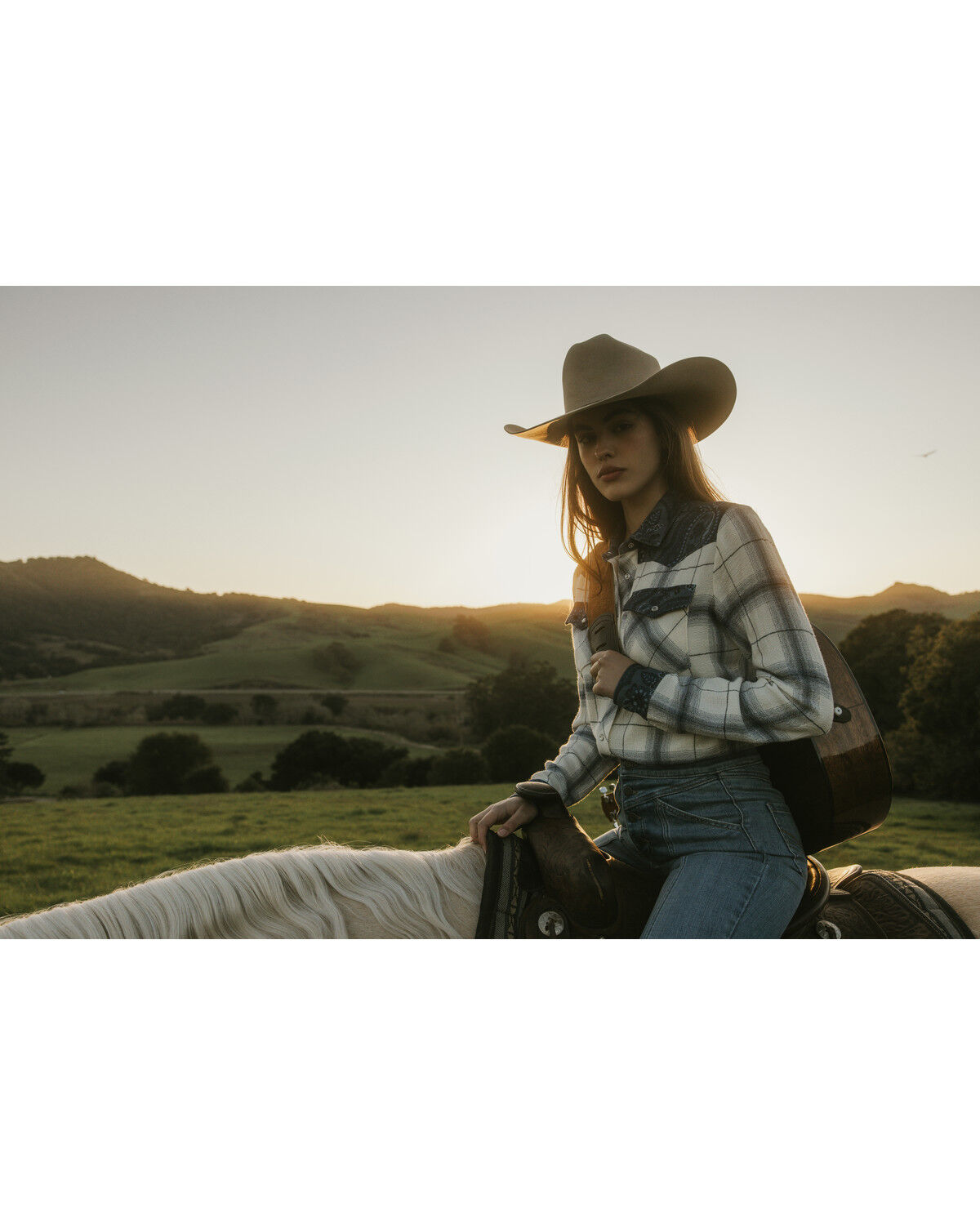 Image #1 - Idyllwind Women's Ethel Featherlight Plaid Print Long Sleeve Pearl Snap Western Shirt, Steel Blue, hi-res
