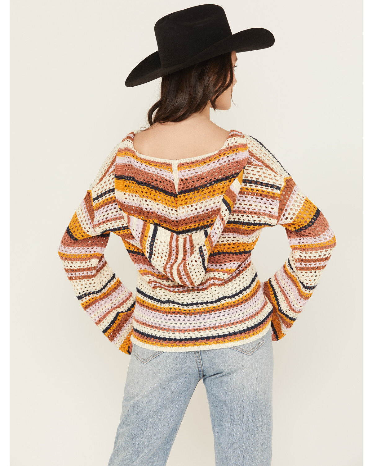 Image #4 - Cleo + Wolf Women's Open Stitch Striped Pullover, Rose, hi-res