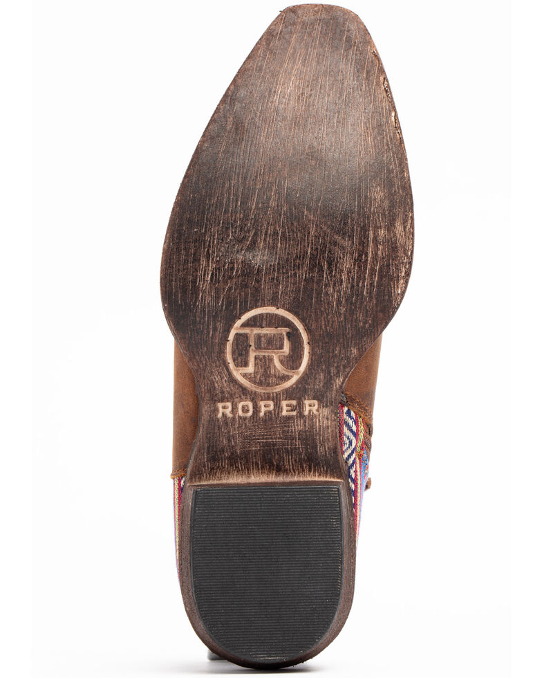 Roper Women's Serape Heel Fashion Booties - Snip Toe, Brown, hi-res