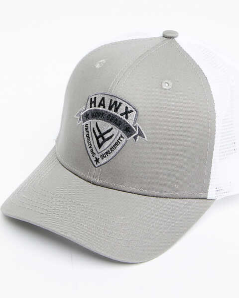 Hawx Men's Grey Ribbon Logo Shield Patch Mesh-Back Ball Cap , Grey, hi-res