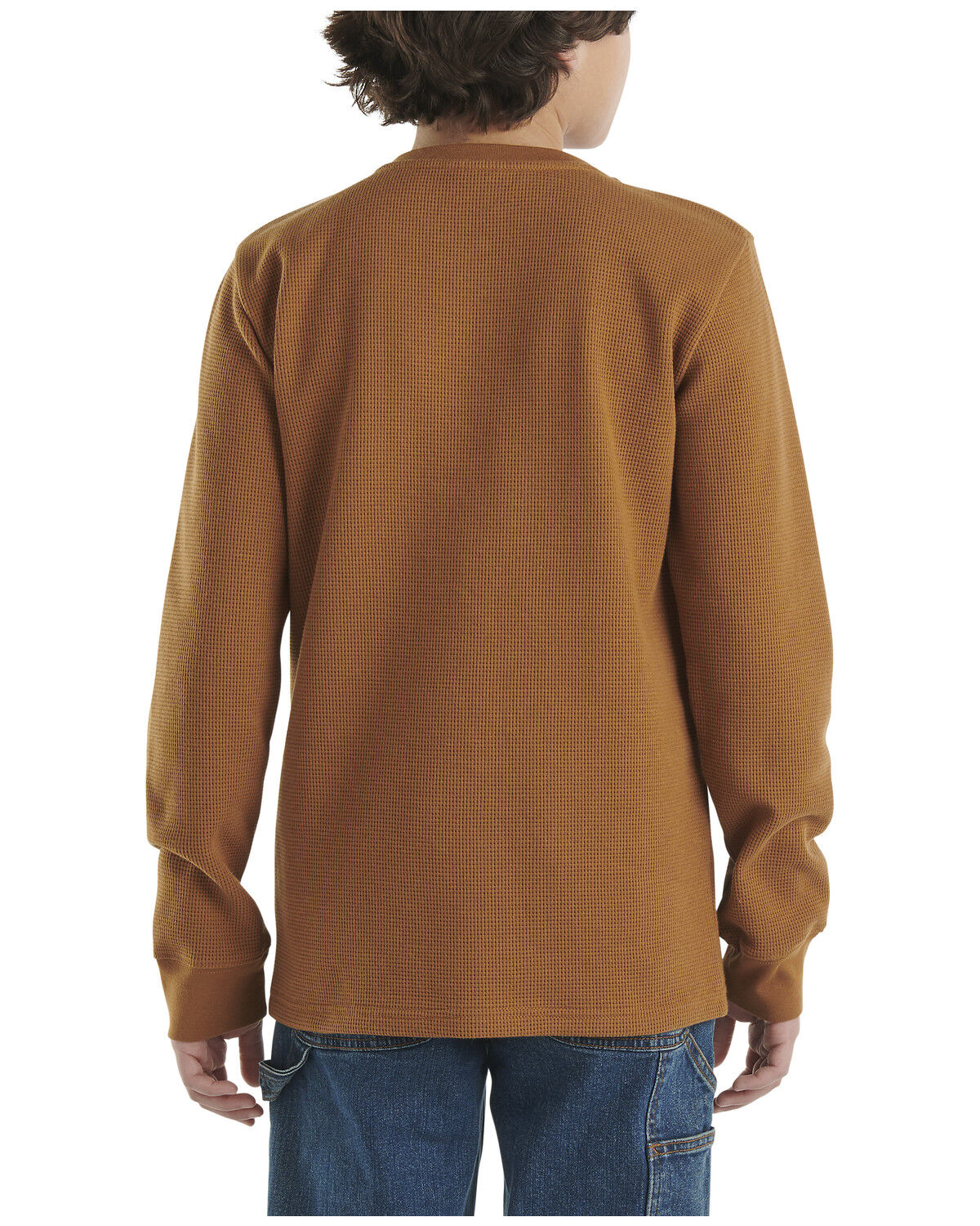 Image #3 - Carhartt Boys' Logo Henley Pocket Long Sleeve Shirt, Medium Brown, hi-res
