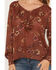 Image #3 - Shyanne Women's Rollins Floral Print Long Sleeve Ruffle Blouse, Bark, hi-res