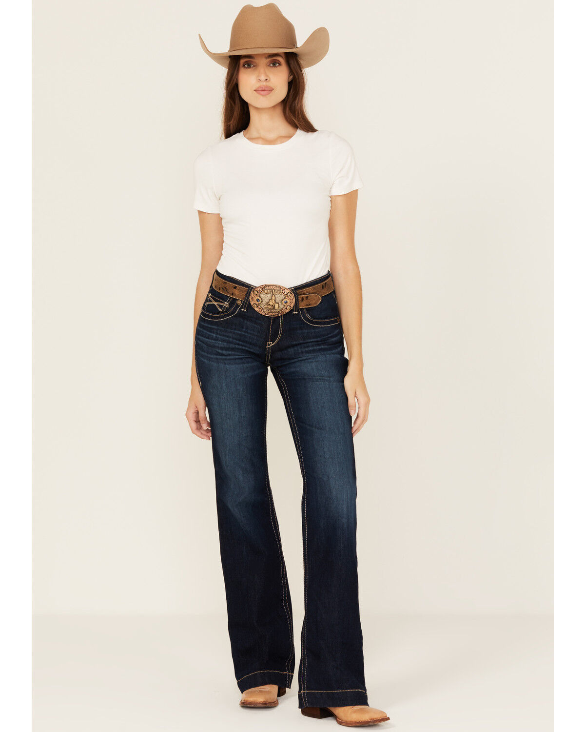 Image #3 - Ariat Women's Lizzie Dark Wash Mid Rise Trouser Stretch Denim Jeans, Dark Wash, hi-res