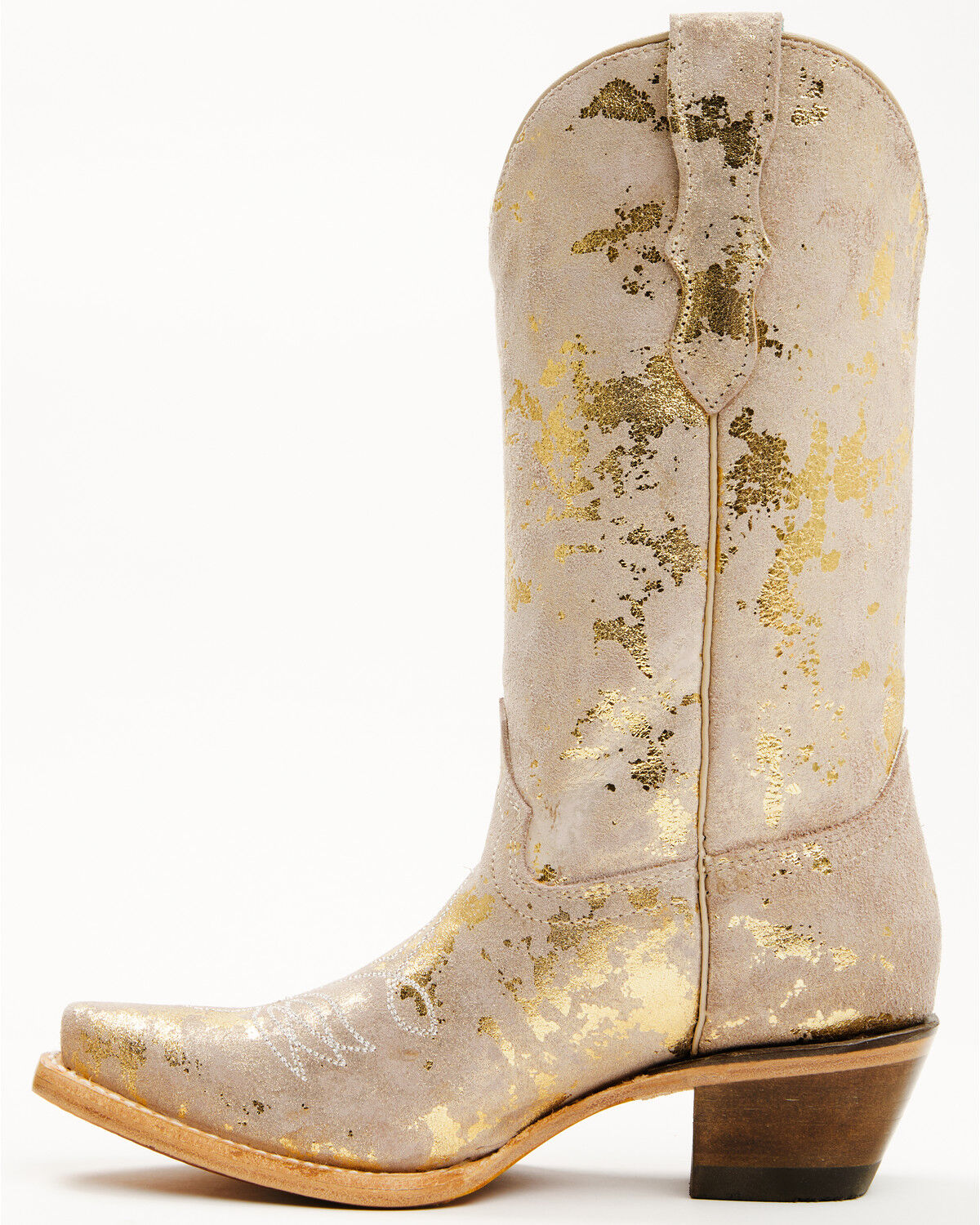 Image #3 - Corral Girls' Golden Touches Suede Western Boots - Snip Toe, Gold, hi-res