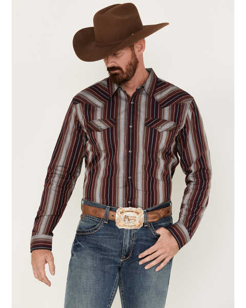 Image #1 - Moonshine Spirit Men's The Vault Long Sleeve Snap Western Shirt, Burgundy, hi-res