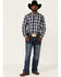 Image #2 - Stetson Men's Checkered Ombre Plaid Print Long Sleeve Button Down Western Shirt, Blue, hi-res