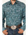 Image #3 - Stetson Men's Floral Print Long Sleeve Pearl Snap Western Shirt, Teal, hi-res