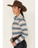 Image #2 - Ariat Women's Serape Stripe Long Sleeve Button-Down Kirby Stretch Shirt, Teal, hi-res