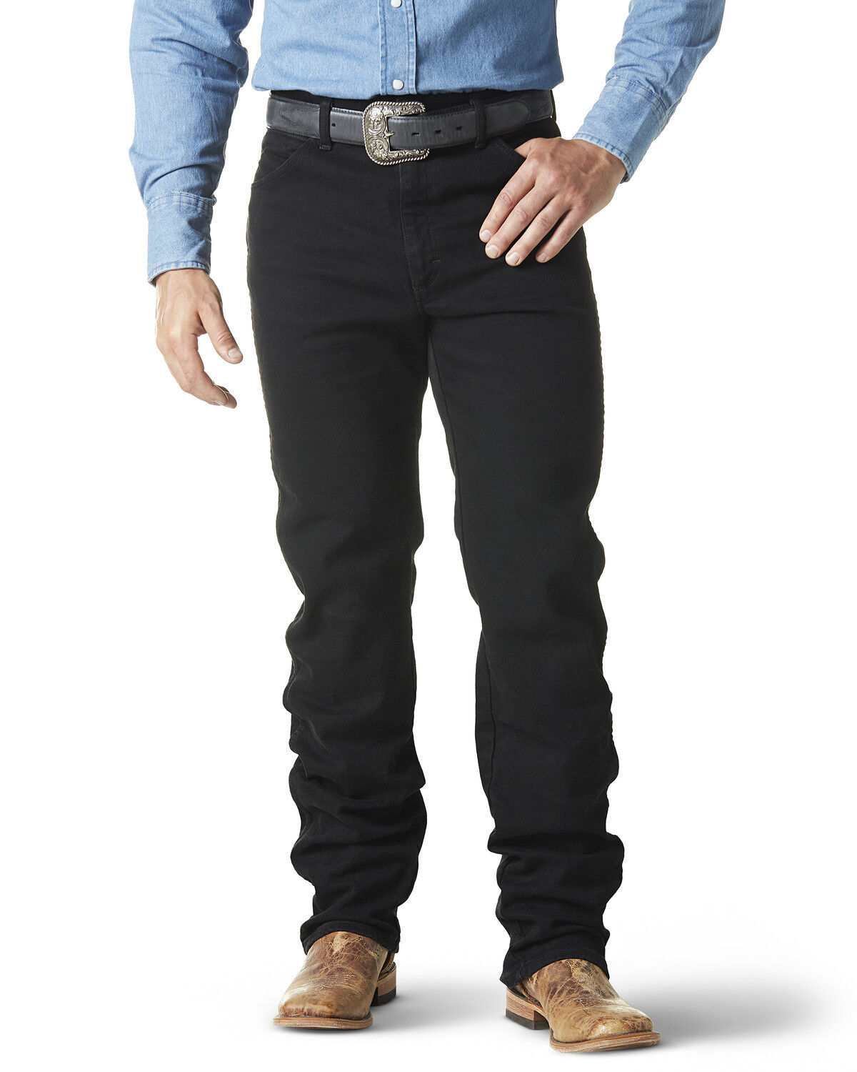Image #1 - Wrangler Men's Cowboy Cut Straight Active Flex Stretch Denim Jeans - Tall, Black, hi-res