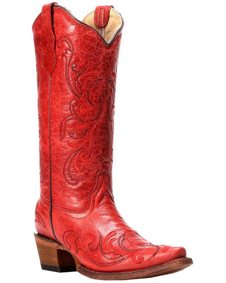 Circle G Red Leather Cowgirl Boots - Snip Toe - Country Outfitter