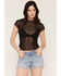 Image #2 - Ash & Violet Women's Mesh Seam Short Sleeve Tee, Black, hi-res