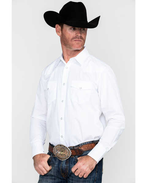 Image #3 - Gibson Men's Solid Long Sleeve Pearl Snap Western Shirt , White, hi-res