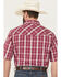 Image #4 - Wrangler 20X Men's Plaid Print Short Sleeve Snap Stretch Western Shirt, Wine, hi-res