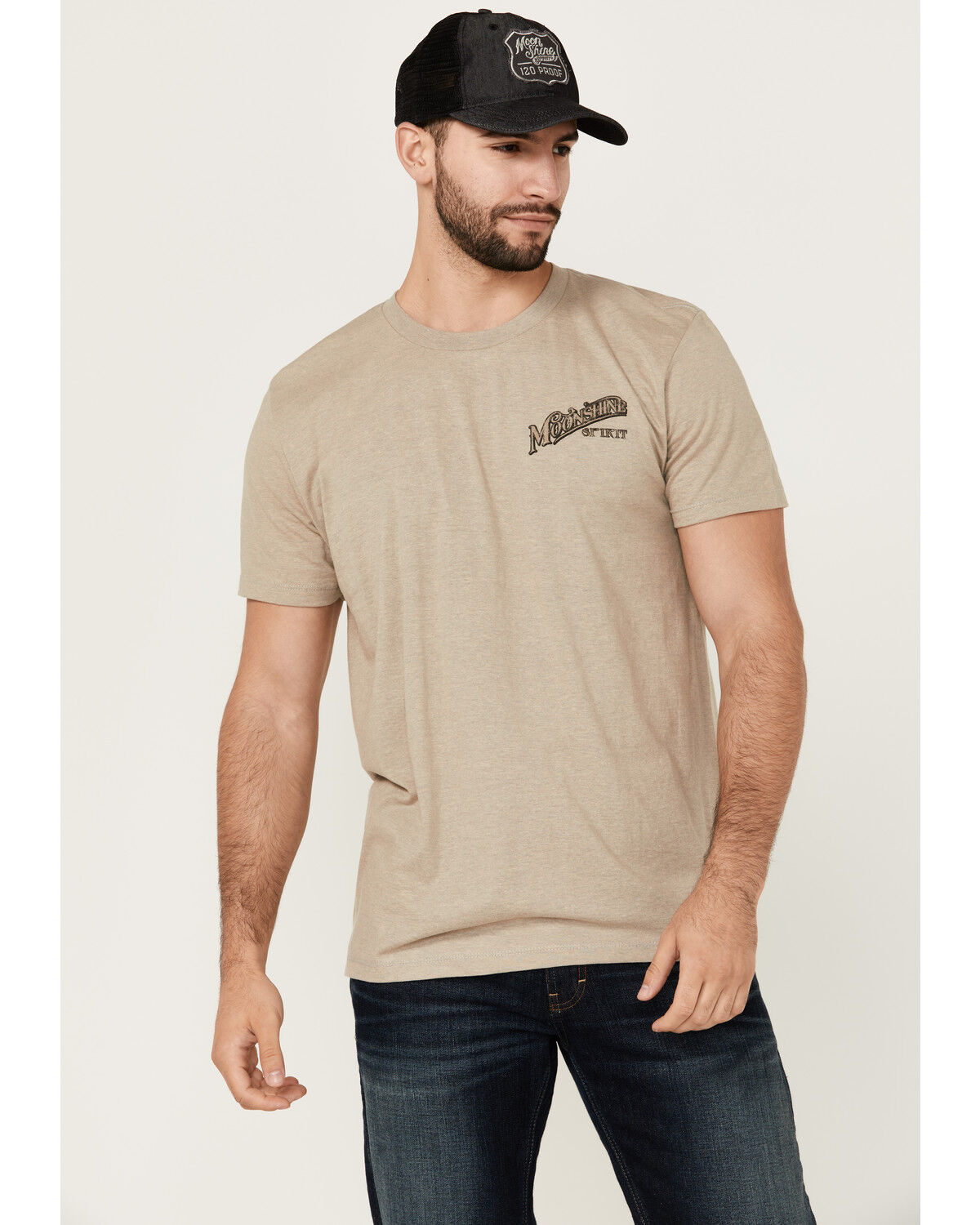 Image #2 - Moonshine Spirit Men's Shots Logo Short Sleeve Graphic T-Shirt, Tan, hi-res