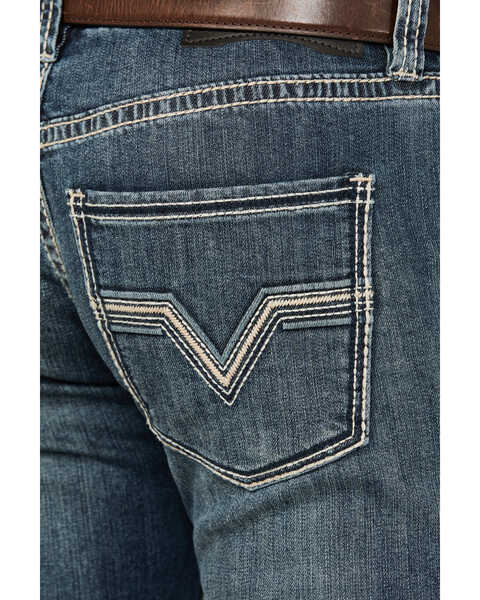 Image #4 - Rock & Roll Denim Men's Pistol Dark Vintage Wash Straight Stretch Denim Jeans , Dark Medium Wash, hi-res