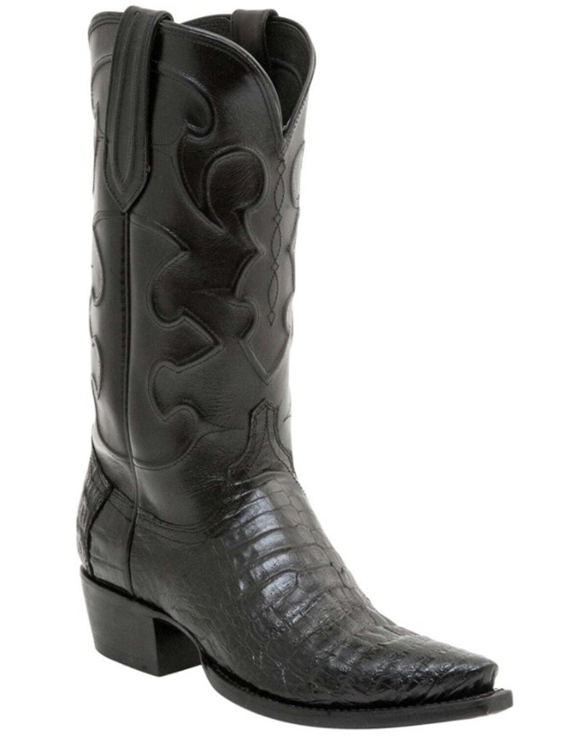 Image #1 - Lucchese 1883 Charles Croc Belly Western Boots - Square Toe, Black, hi-res