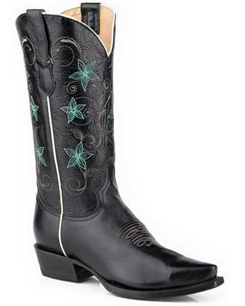 Roper Women's Floralina Western Boots - Snip Toe, Black, hi-res