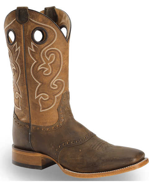 Image #1 - Cody James Men's Saddle Vamp Western Boots - Broad Square Toe, Brown, hi-res