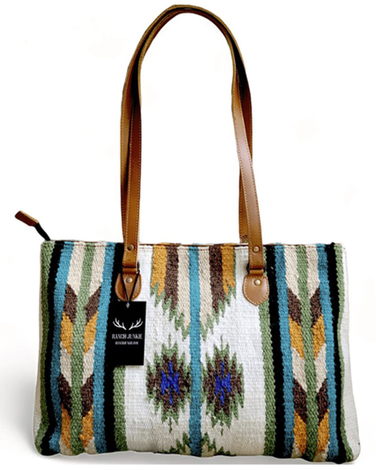 Image #1 - Ranch Junkie Women's Large Aspen Southwestern Woven Wool Boho Saddle Blanket Bag, Multi, hi-res