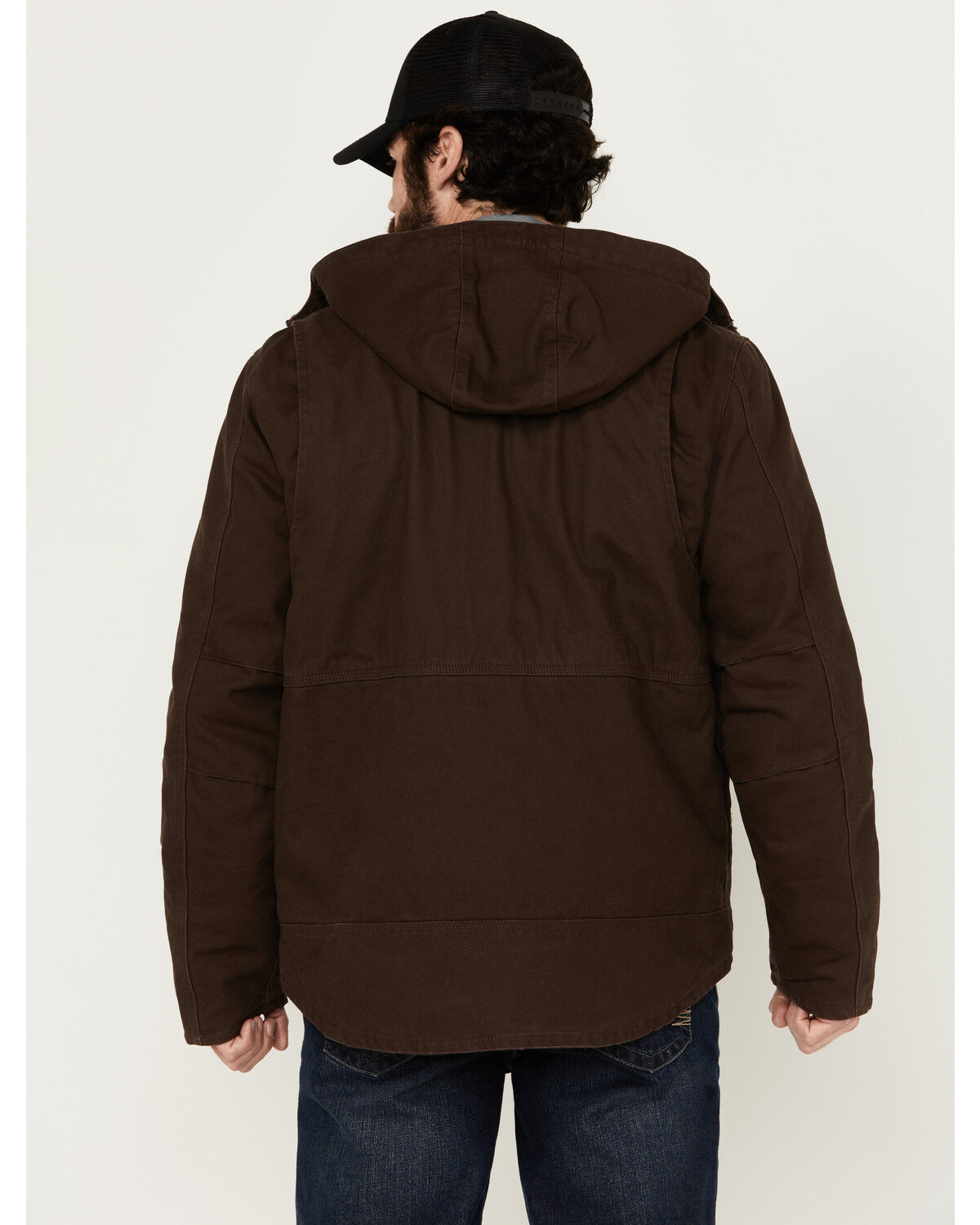 Image #4 - Hawx Men's Castile Weather Duck Hooded Work Jacket, Brown, hi-res