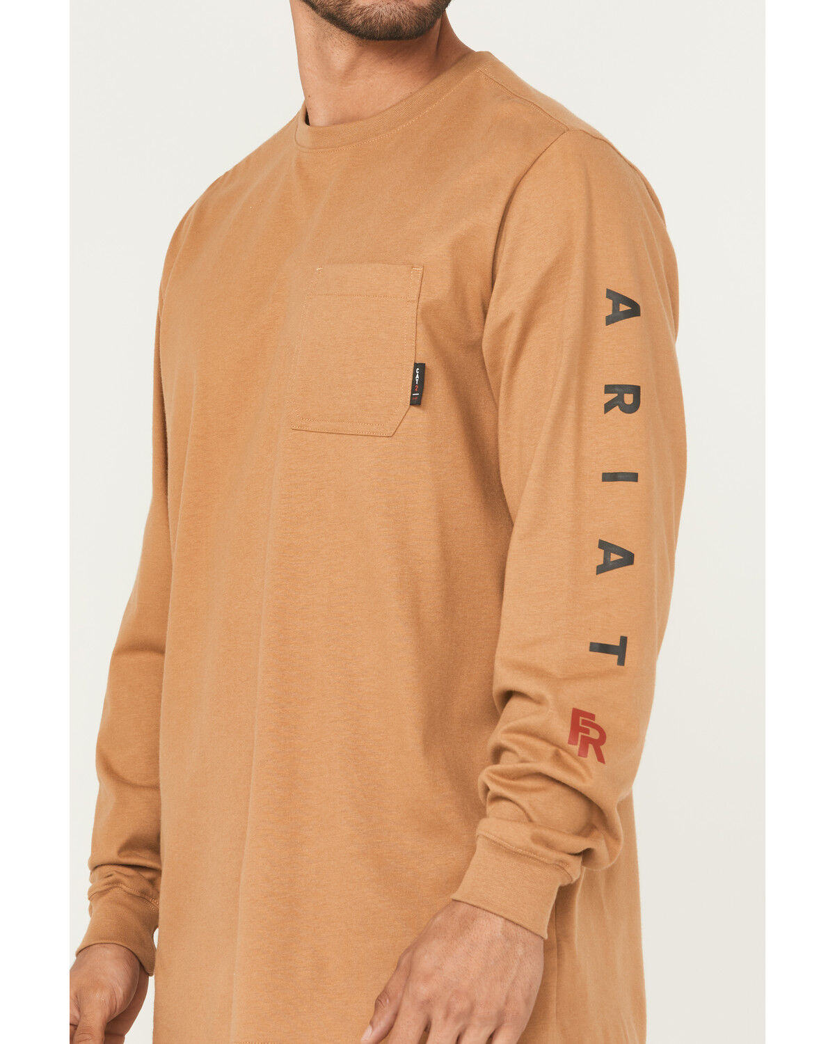 Image #3 - Ariat Men's FR Hard Head Long Sleeve Pocket Work Shirt, Brown, hi-res