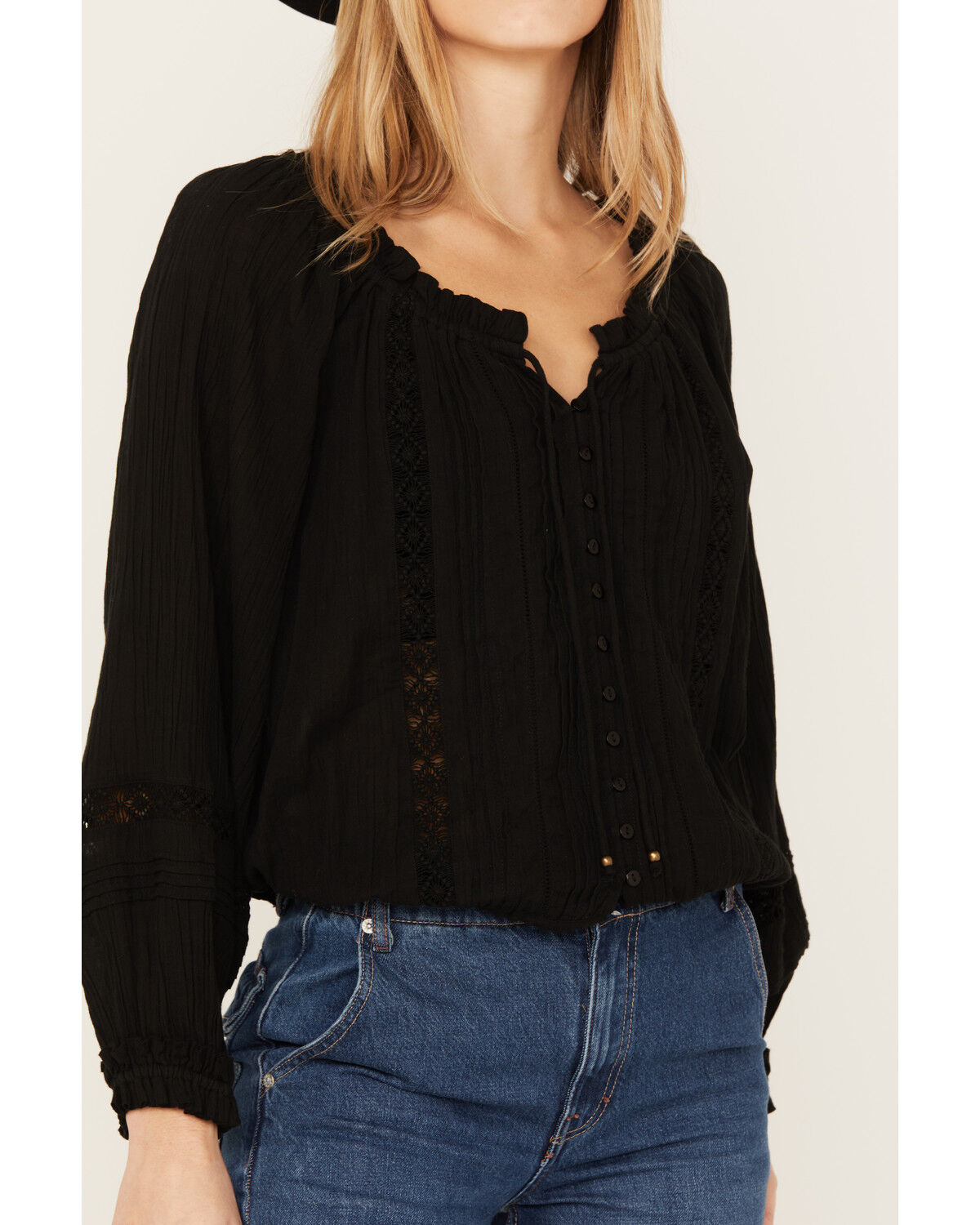 Image #3 - Revel Women's Long Sleeve Peasant Top, Black, hi-res