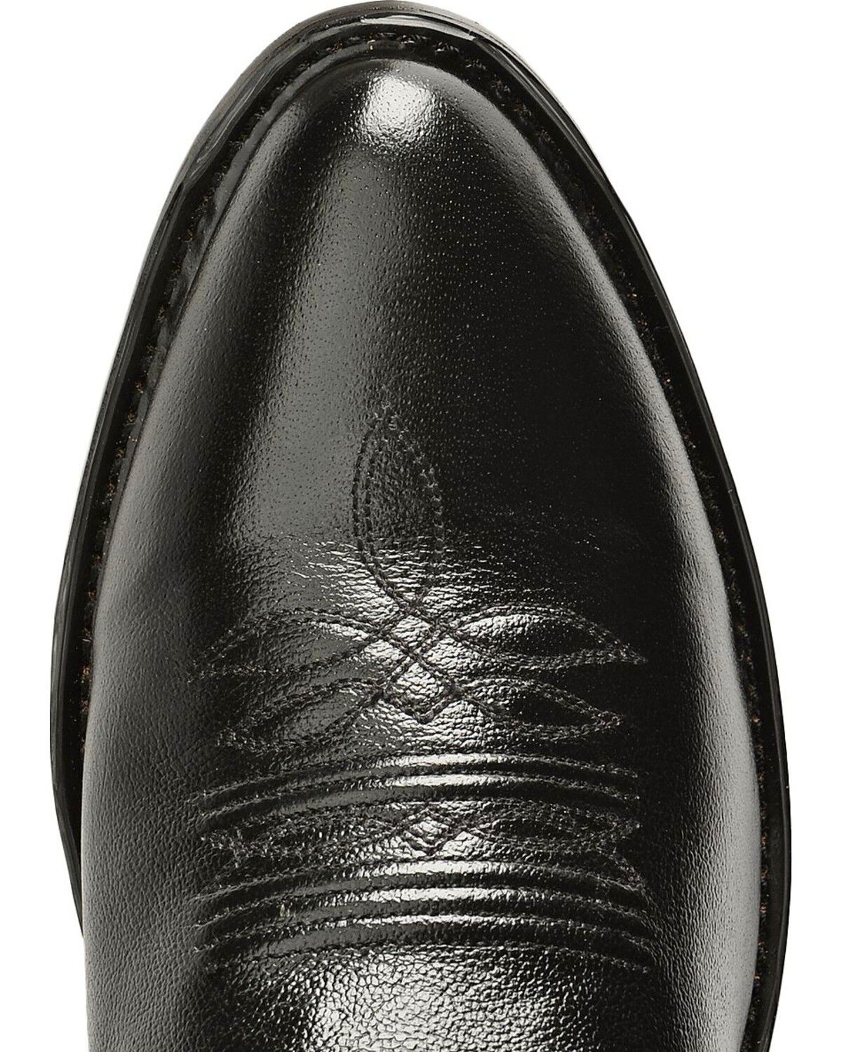 Image #6 - Old West Men's Smooth Leather Western Boots - Round Toe, Black, hi-res
