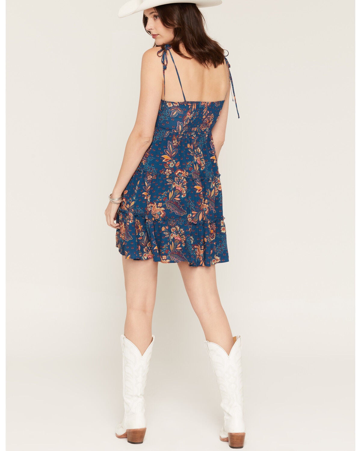 Image #4 - Shyanne Women's Leon Floral Print Button-Front Mini Dress, Navy, hi-res