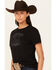 Image #2 - Stetson Women's Horseshoe Short Sleeve Graphic Tee, Black, hi-res