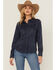 Image #1 - Shyanne Women's Fringe Long Sleeve Snap Western Shirt, Navy, hi-res