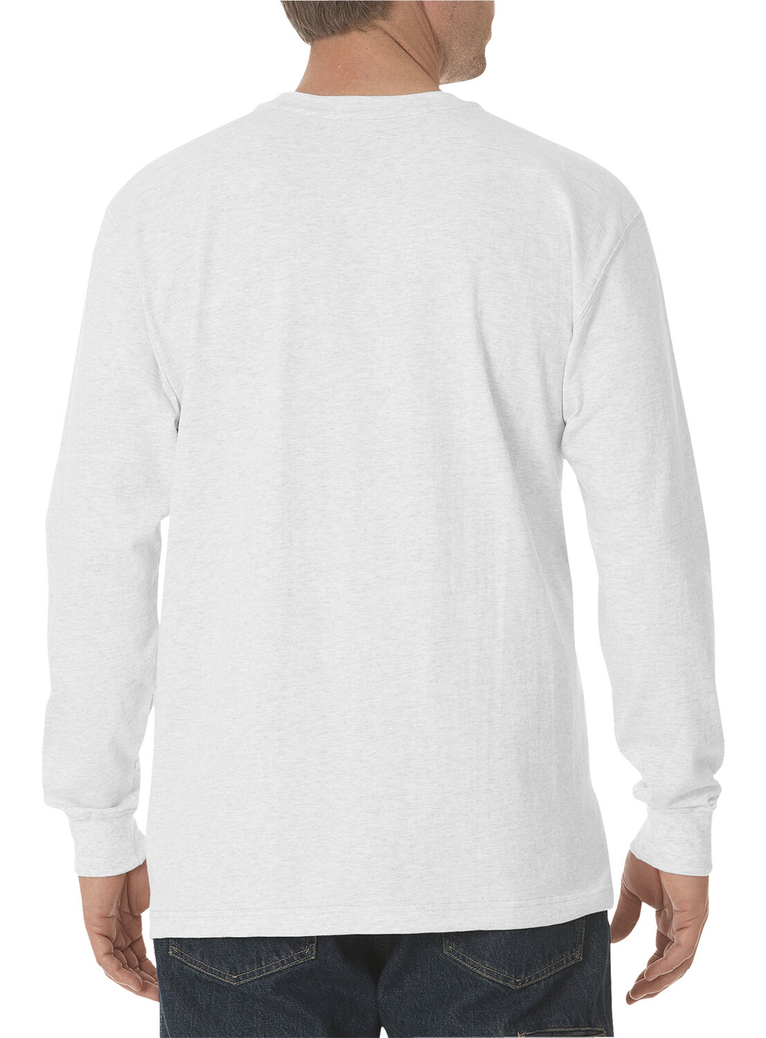 Image #2 - Dickies Men's Long Sleeve Heavyweight Crew Neck Tee, White, hi-res