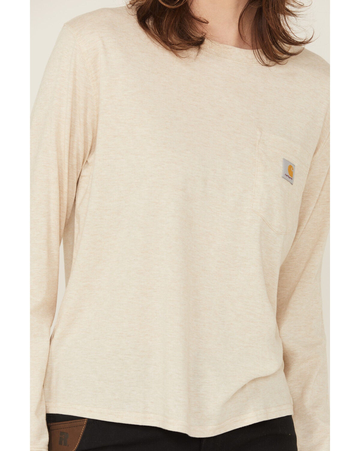 Image #3 - Carhartt Women's TENCEL&trade; Loose Fit Long Sleeve Pocket Shirt, Oatmeal, hi-res