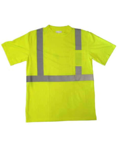 Utility Pro Men's Hi-Vis Short Sleeve Work Pocket Yellow T-Shirt - Big , Yellow, hi-res