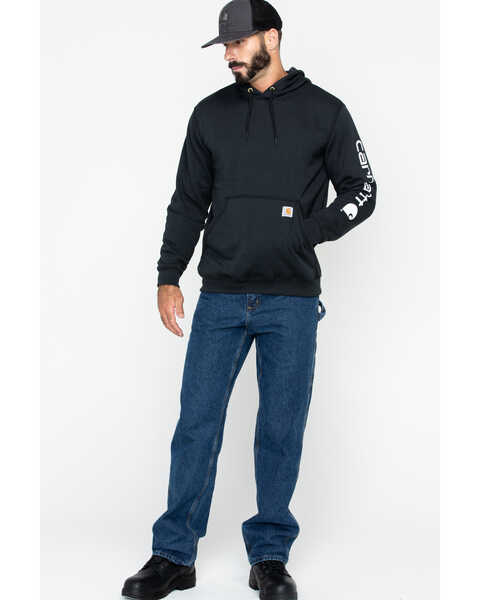 Image #3 - Carhartt Men's Loose Fit Midweight Logo Sleeve Graphic Hooded Sweatshirt - Big & Tall, Black, hi-res