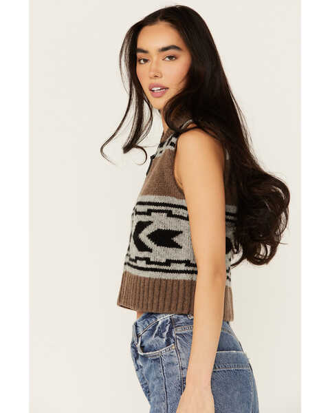Image #2 - Pendleton Women's Printed Zip Sweater Vest , Brown, hi-res
