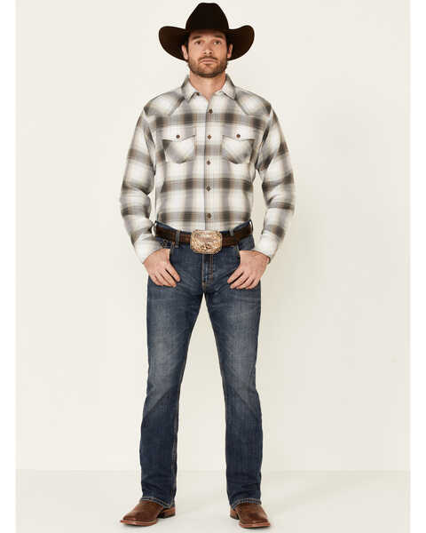 Image #2 - Ariat Men's Hickory Retro Large Plaid Thermal Long Sleeve Button Down Western Shirt , Tan, hi-res